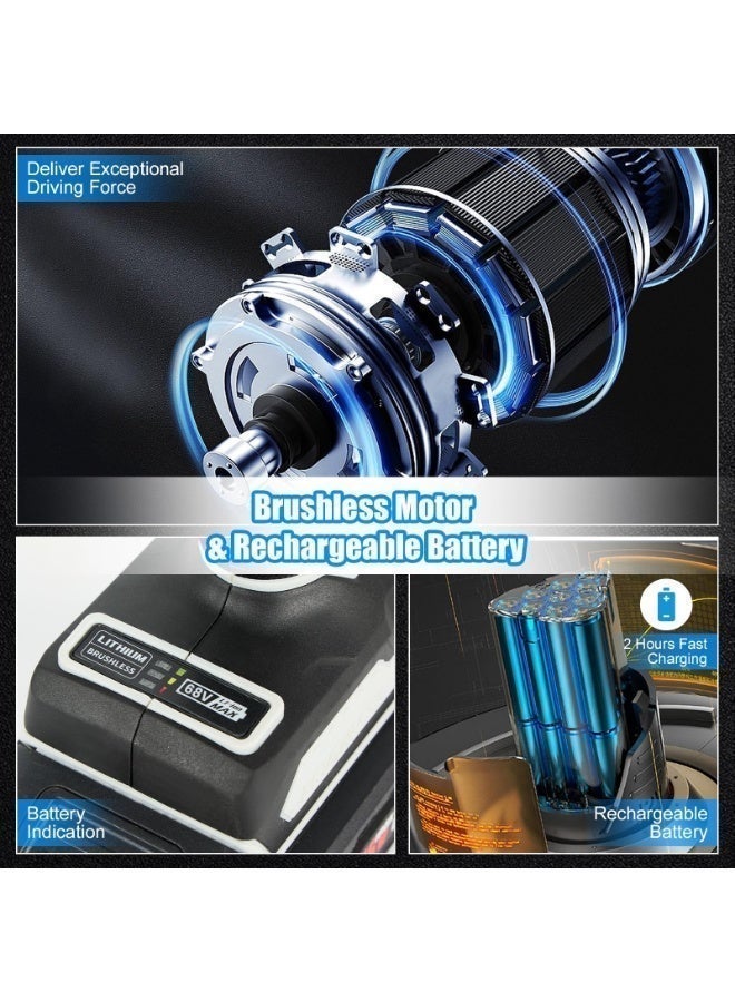 Apexll Brushless 68V Cordless Electric Drill, Multifunctional Impact Drill for Home Use, Furniture Assembly Tool with Knockable Design and 2 Batteries(Blue-A) - Image 5